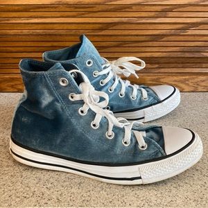 Converse Dusty Blue Crushed Velvet Women’s High Tops Sneakers Size 8